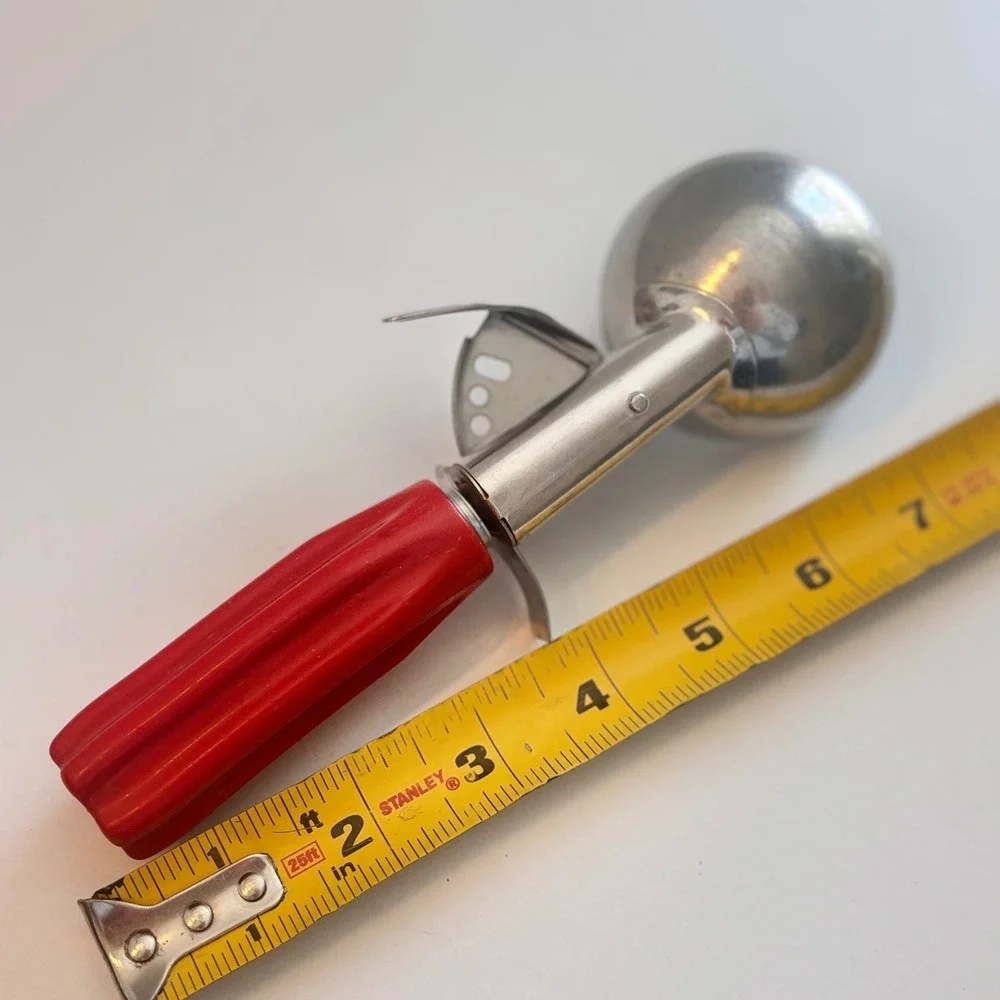 Miracle Stainless Ice Cream Scoop Red Handle‎ Vintage Kitchen Tool Pat Pend